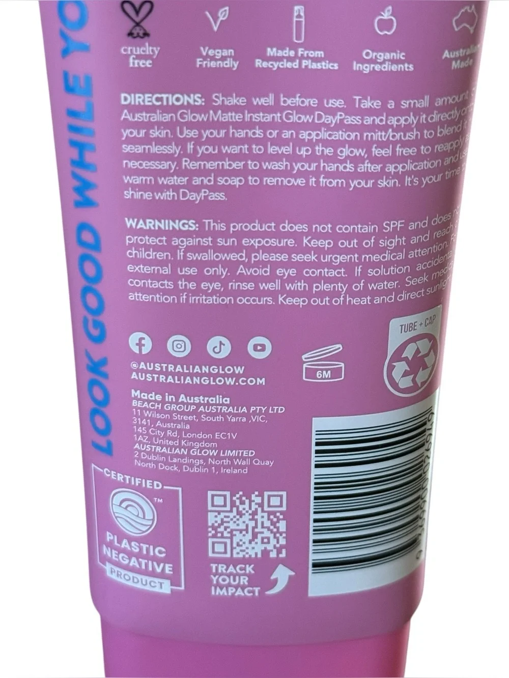 The Australian Glow Matte Instant Glow Daypass 3.38oz 100ml New Sealed